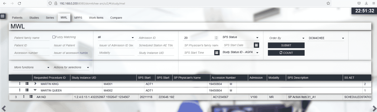 How to use the dcm4chee VNA's modality worklist with DVTK Modality ...